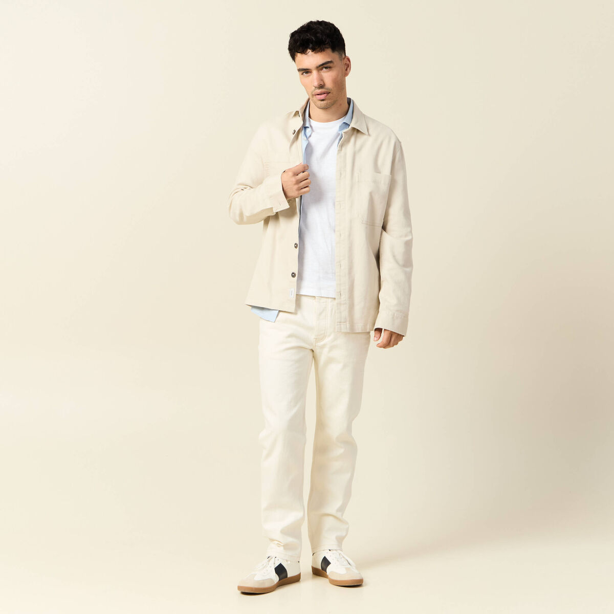 Jeans straight 5 poches ecru homme