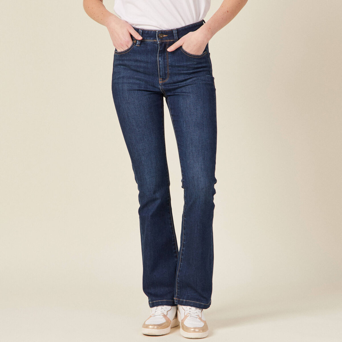 Jeans bootcut denim brut femme