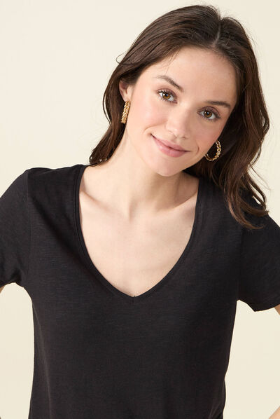 T-shirt manches courtes noir femme