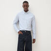 Chemise manches longues col am&eacute;ricain bleu gris homme