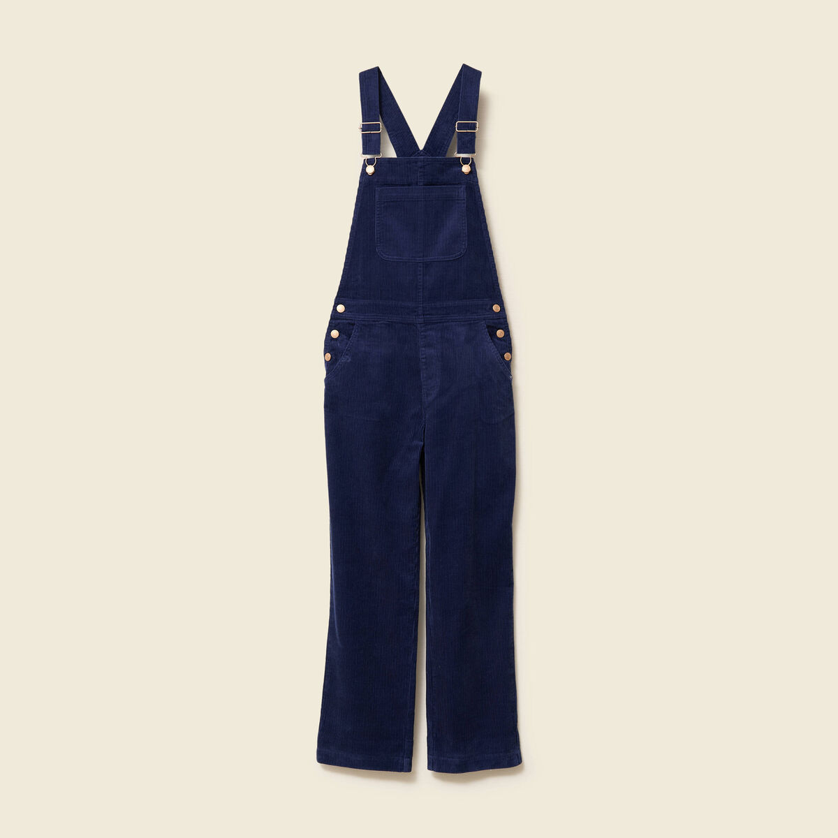 Combinaison salopette en velours c&ocirc;tel&eacute; bleu marine femme