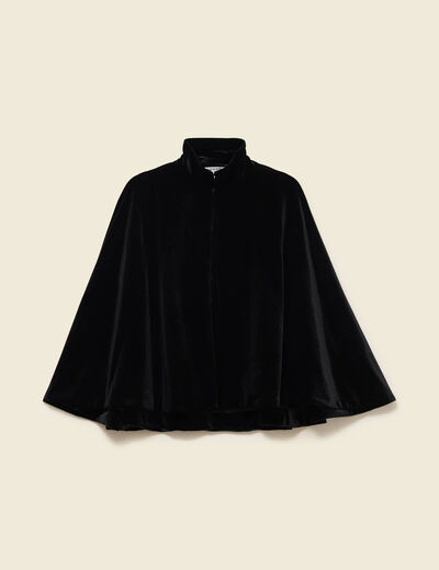 Cape ajust&eacute;e sans manches effet velours noir femme