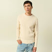 Pull col rond manches longues sable homme