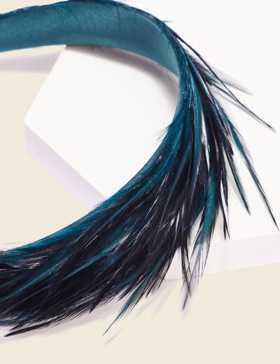 Bandeau avec plumes bleu canard femme