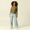 T-shirt manches longues vert kaki femme