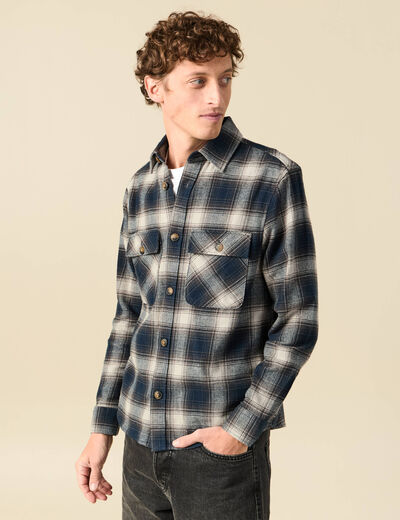 Surchemise oversize en coton bleu marine homme