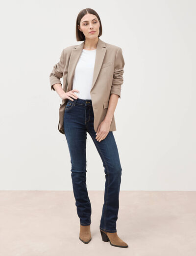 Jeans regular taille haute denim brut femme