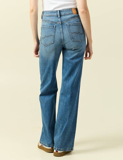 Jeans large taille haute denim stone femme