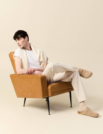 Pantalon chino droit beige homme