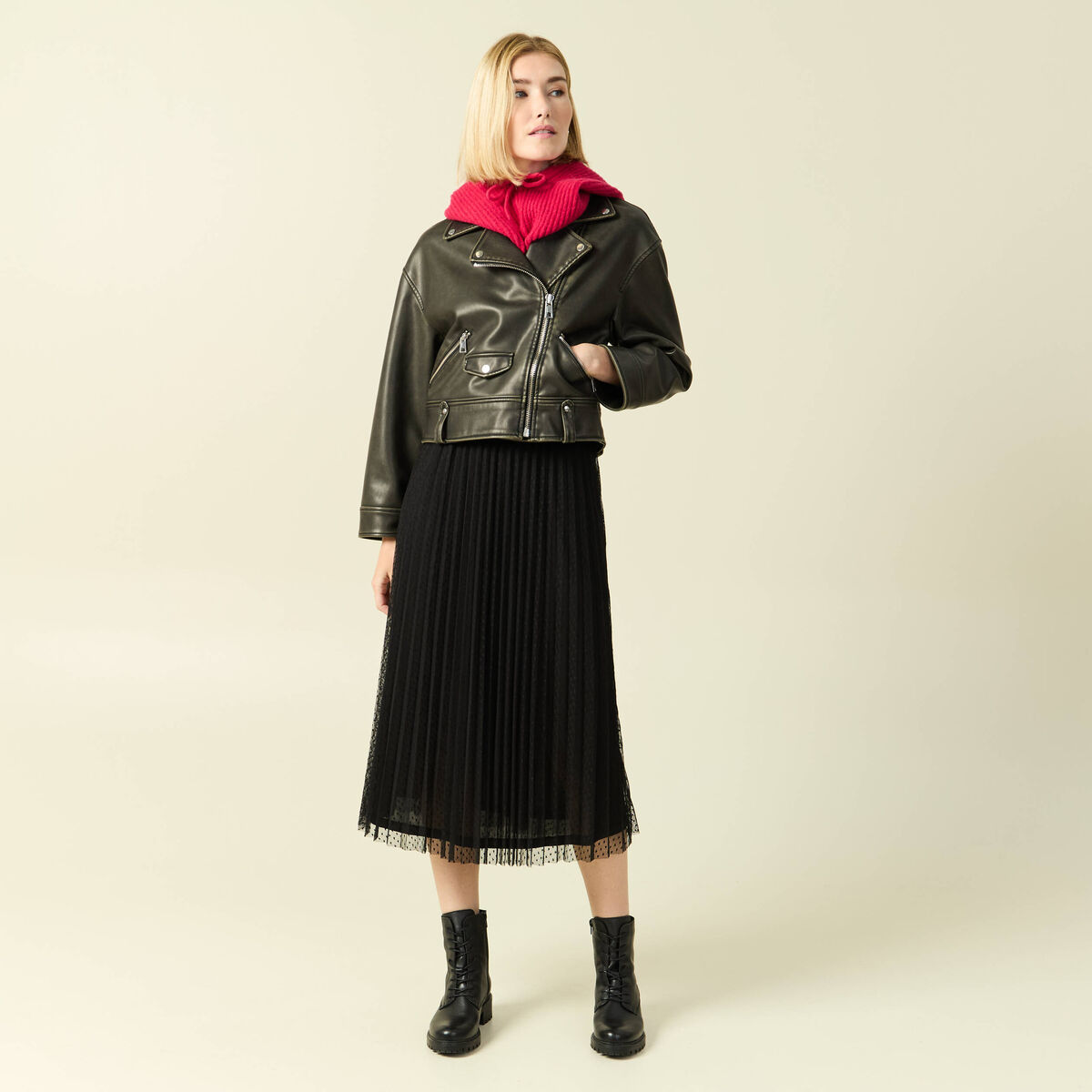 Jupe midi &eacute;vas&eacute;e tulle noir femme