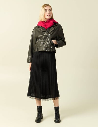 Jupe midi &eacute;vas&eacute;e tulle noir femme