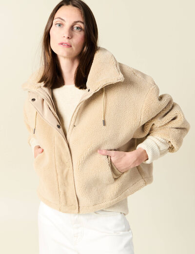 Blouson oversize sherpa creme femme