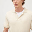 Polo manches courtes col cubain ecru homme