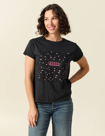 T-shirt en coton noir femme