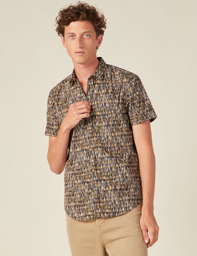 Chemise manches courtes jaune moutarde homme