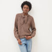 Pull droit col rond manches longues marron femme