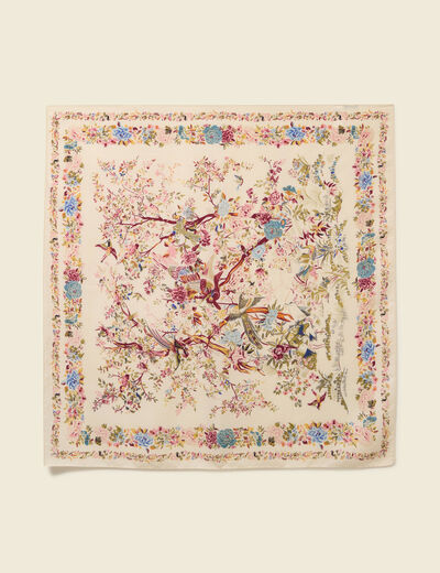 Foulard satin&eacute; ecru femme