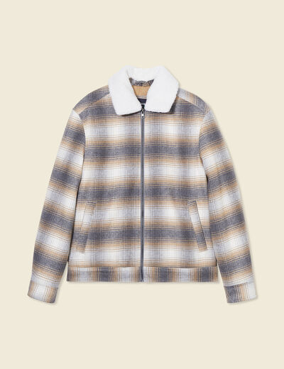 Blouson zippé col aviateur gris foncé homme