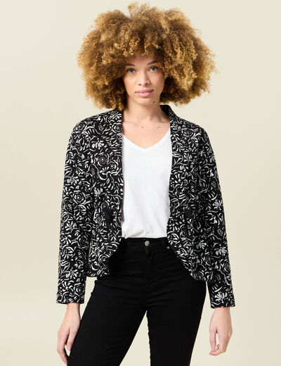 Gilet manches longues noué noir femme