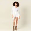 Gilet long ajouré ecru femme