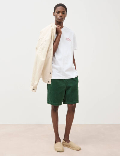 Bermuda en velours vert homme
