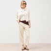 Blouson oversize manches longues denim blanc femme