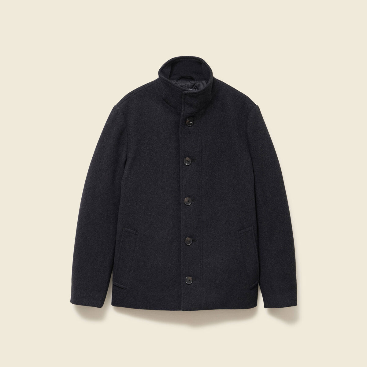 Manteau droit court col montant gris fonc&eacute; homme