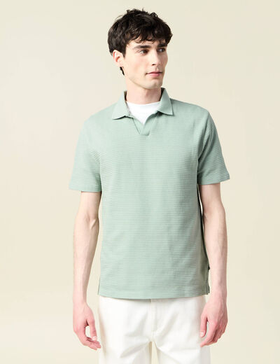 Polo manches courtes en coton vert olive homme
