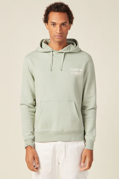 Sweat à capuche vert olive homme