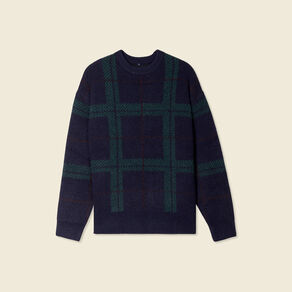 Pull manches longues bleu marine homme