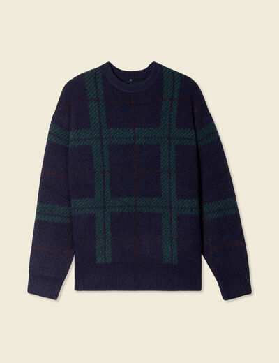 Pull manches longues bleu marine homme