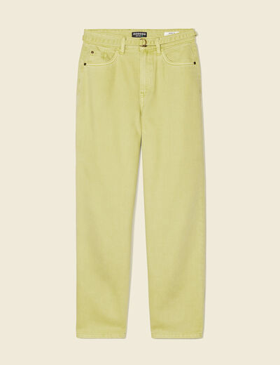 Jeans large taille haute vert anis femme