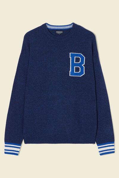 Pull éco-responsable bleu marine homme