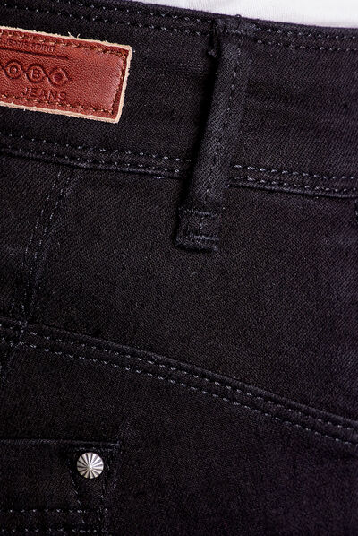 Jeans slim push up 7/8ème denim noir femme