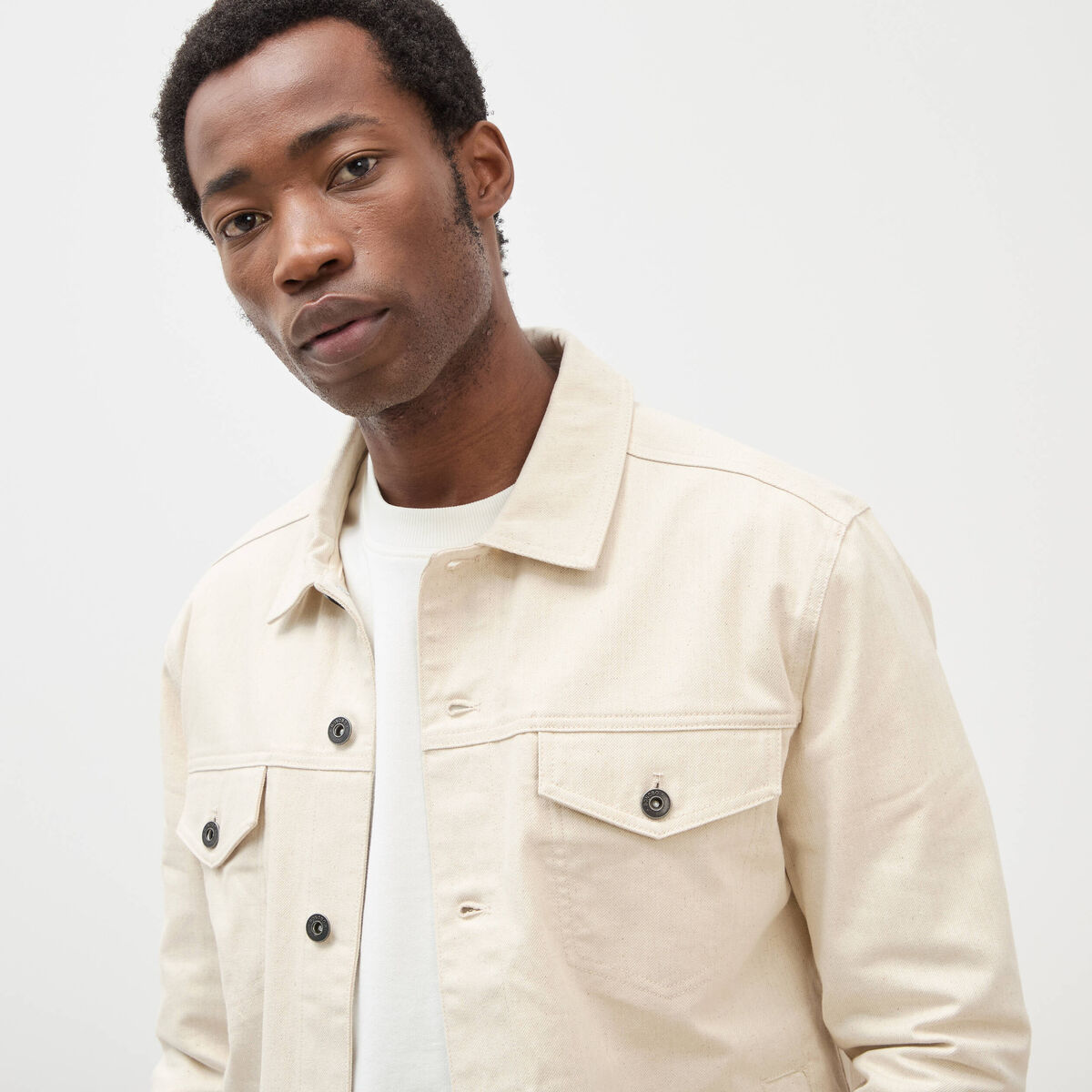 Veste manches longues col classique ecru homme