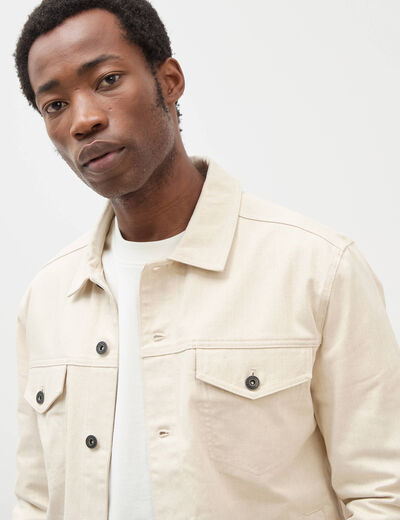 Veste manches longues col classique ecru homme