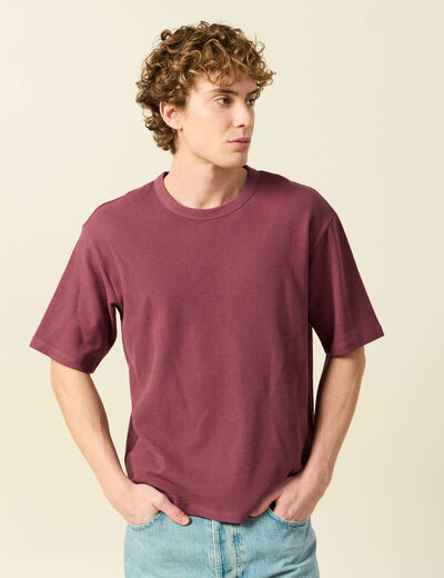 T-shirt ample en coton manches courtes vieux rose homme