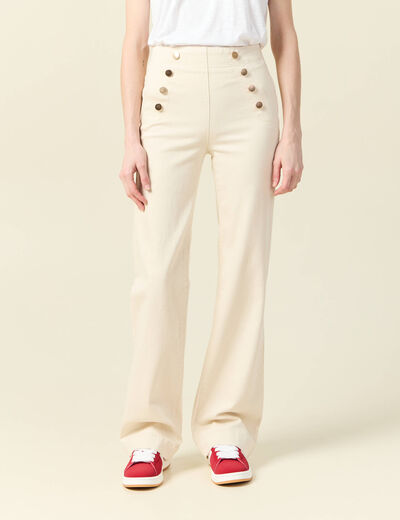 Jeans flare à pont denim blanc femme