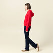 Gilet manches longues capuche rouge femme