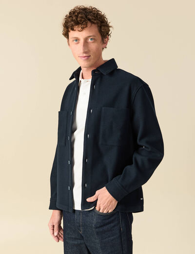 Surchemise oversize col classique bleu marine homme