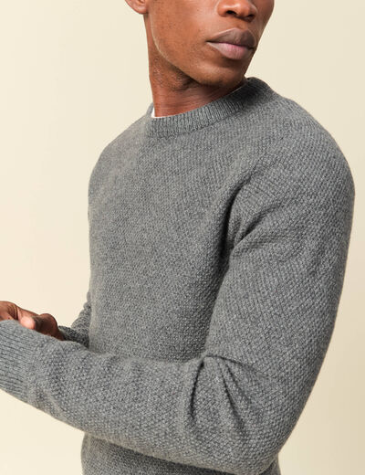 Pull manches longues fabriqu&eacute; en France gris fonc&eacute; homme