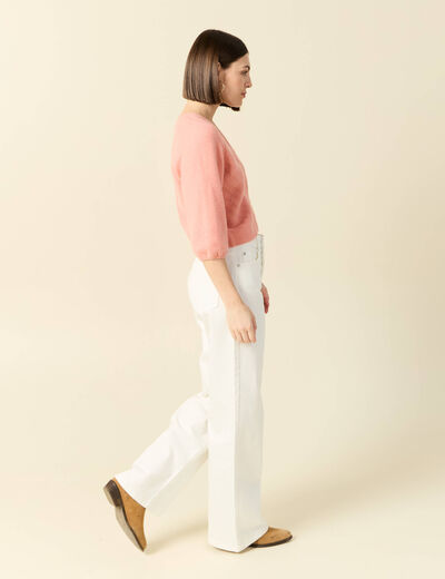 Gilet manches 3/4 rose saumon femme