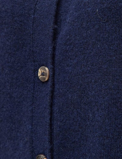 Pull droit court sans manches col rond bleu marine femme