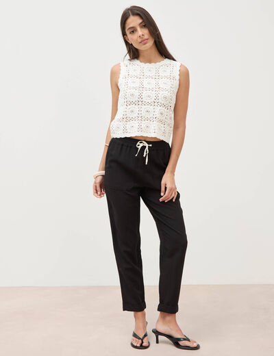 Pantalon taille standard noir femme