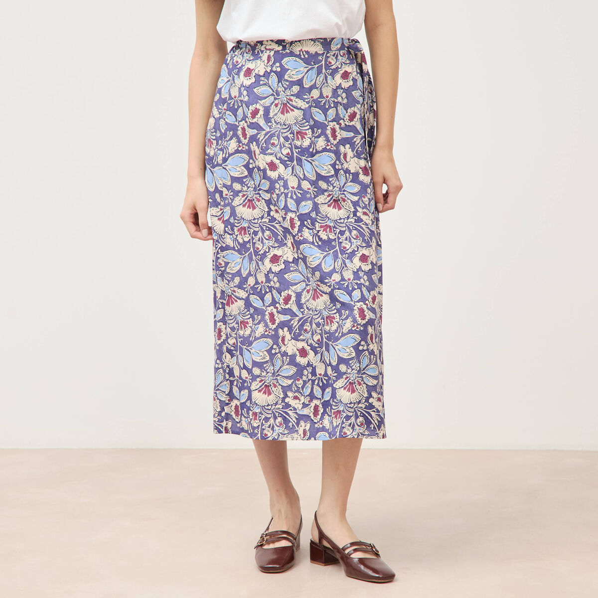 Jupe fluide bleu femme