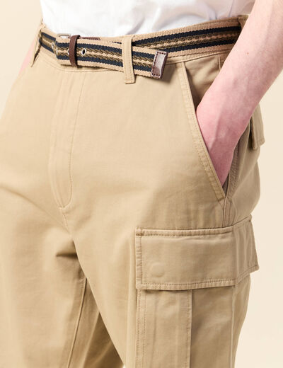 Bermuda droit cargo ceinture gris homme