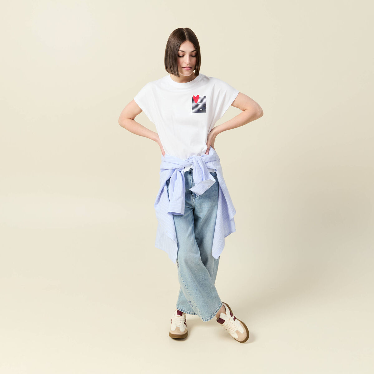 T-shirt manches courtes blanc femme