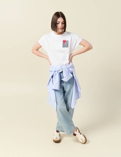 T-shirt manches courtes blanc femme