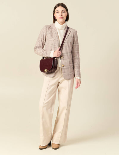 Blazer ajust&eacute; manches longues doubl&eacute; beige femme