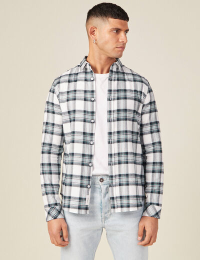 Chemise en coton manches longues ecru homme